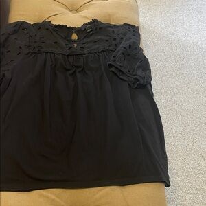 Ann Taylor Black Eyelet Top